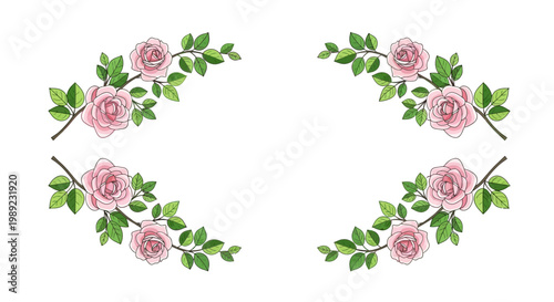 Pink Roses with Green Leaves Arrangement.