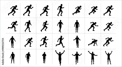 Runner Silhouette Sequence - Athletic Motion and Speed