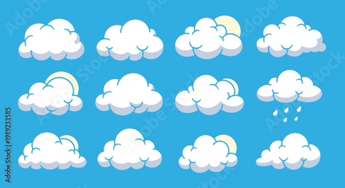 Collection of various fluffy white clouds.