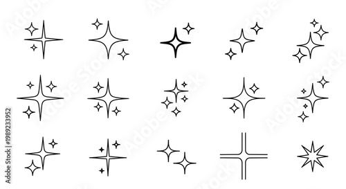 Collection of starburst shapes and symbols.