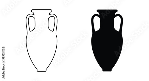 Ancient amphorae depicted in contrasting tones a striking silhouette