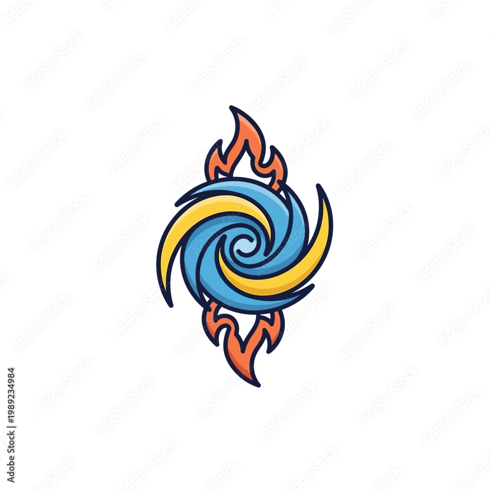 Fototapeta premium Vibrant swirling flames abstract graphic design.