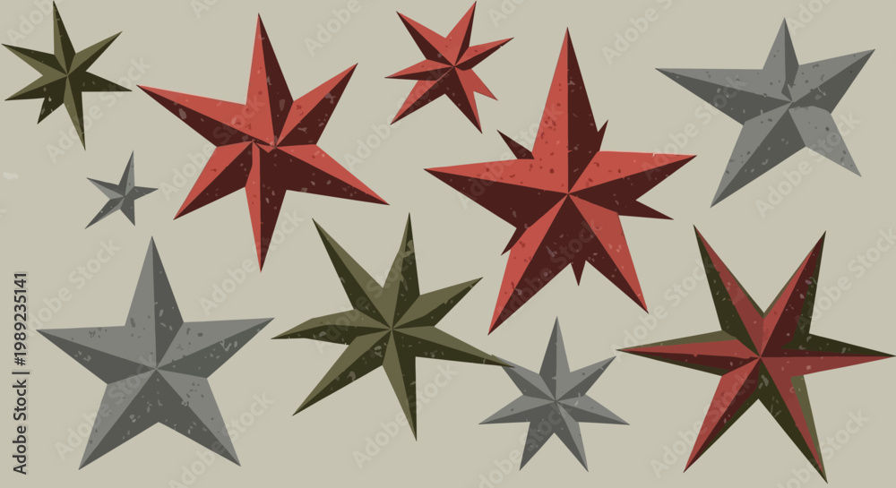 Obraz premium colorful metal stars on beige background