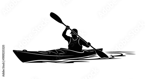 Person Paddling a Kayak Silhouette.