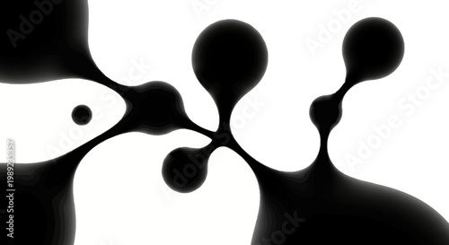 Abstract Black and White Fluid Liquid Organic Shapes Background