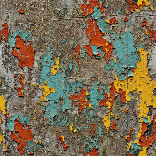 Weathered Painted Wall with Vibrant Colors and Texture