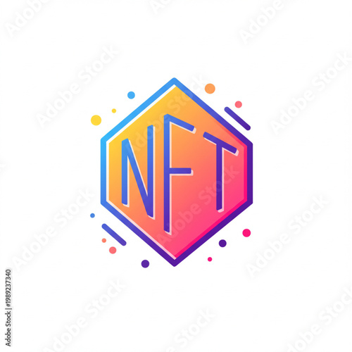 NFT Logo Design with Gradient Hexagon.