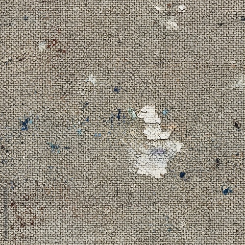 Weathered Canvas Texture with Paint Splatters and Flakes