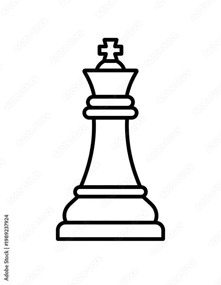 Fototapeta premium A minimalist black line drawing of a chess queen piece on a white background