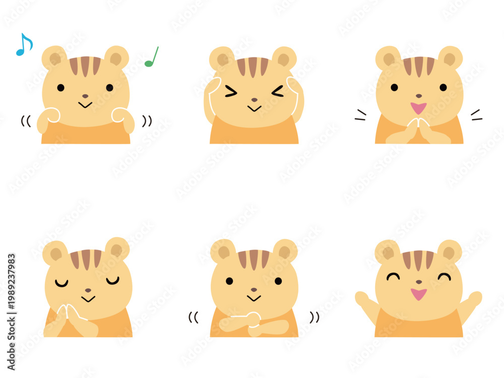 Obraz premium 手遊びをするリスのイラストセット 主線なし