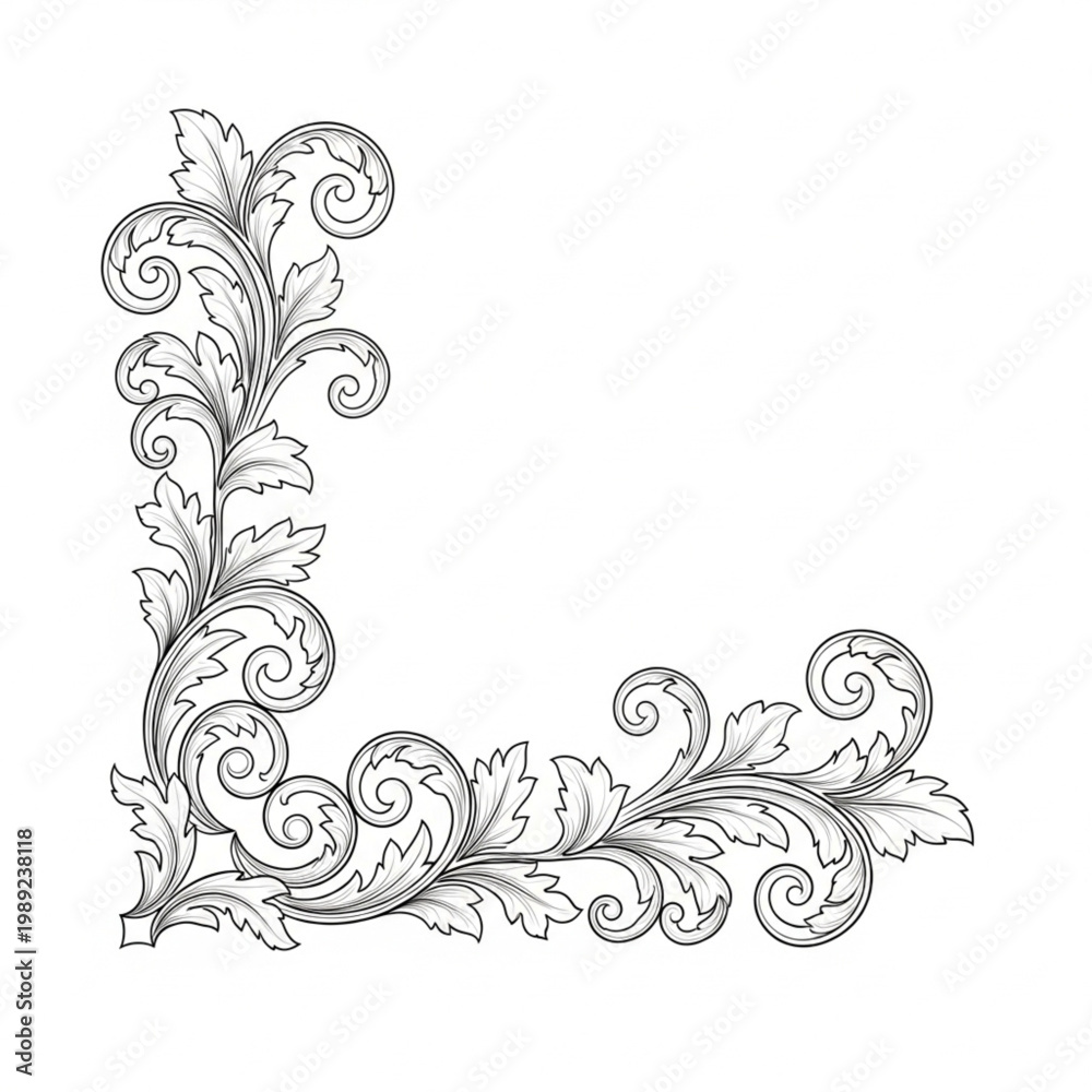Fototapeta premium Ornate Black Floral Design Element.