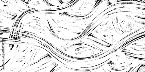 Grunge style abstract background with swirling black lines on white vector illustration for creative designs