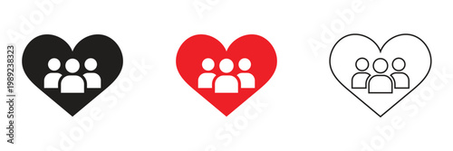 Friendship Relationship  Icon . Modern flat icon set illustrating friendship, relationships, and social interactions including group, love, chat, support, and community symbols. 