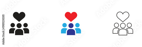 Friendship Relationship  Icon . Modern flat icon set illustrating friendship, relationships, and social interactions including group, love, chat, support, and community symbols. 
