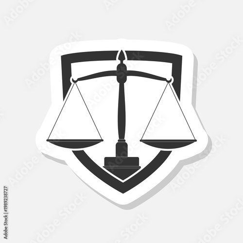 Law symbol logo sticker isolated on gray background