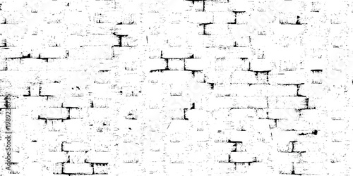 Grunge brick wall texture background with distressed black and white bricks