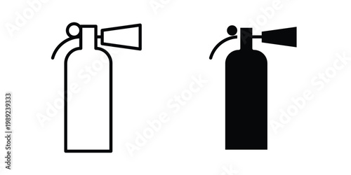 Fire extinguisher icon set, isolated on white background flat vectors