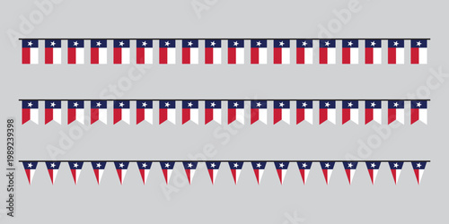 Seamless Texas Flag Party Bunting Border Background – Flat Design Illustration