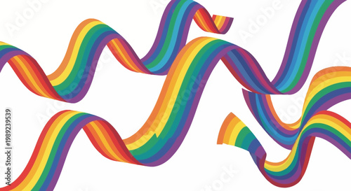 Abstract Colorful Rainbow Ribbons Wavy Design Element