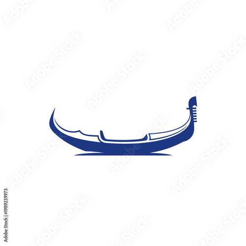 Gondola boat illustration in blue color.