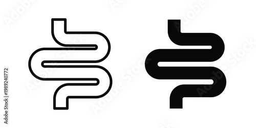 Gut constipation icon set, isolated on white background flat vectors