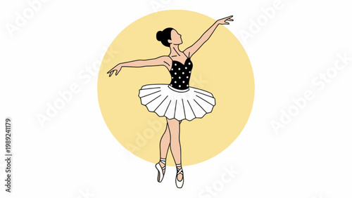 Minimalist Illustration of a Ballerina Dancing in a Tutu