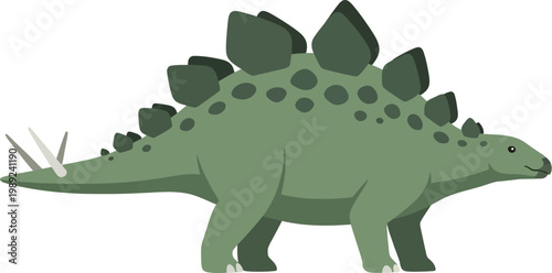 Illustration of Stegosaurus dinosaur green prehistoric creature