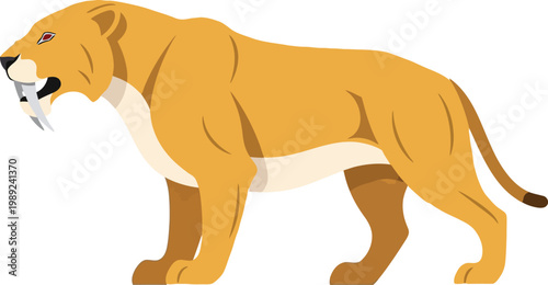 Lioness Walking Side View Animal Illustration