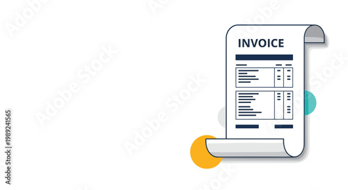 Simple invoice document illustration with standard financial billing layout for business services and commercial transaction records.