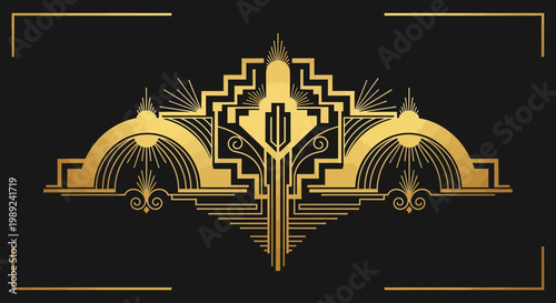 Art Deco Gold Ornament Luxury Decorative Frame Element