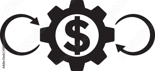 Circular Arrows Around Gear With Dollar Sign Symbol Design