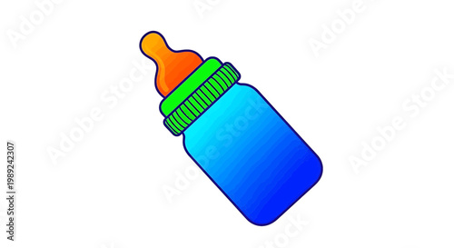 Baby bottle icon, colorful illustration of a feeding bottle for infants