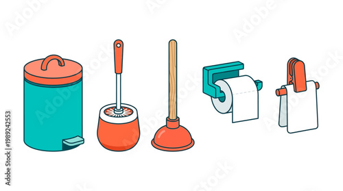 Toilet Brush and Plunger Cleaning Tools.