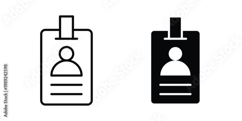 ID card icon set, isolated on white background flat vectors