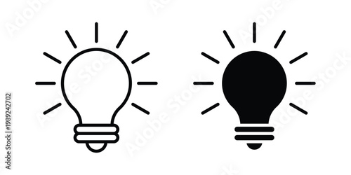 Idea icon set, isolated on white background flat vectors