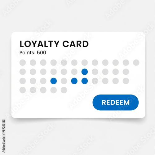 Loyalty Card with Points and Redeem Button.