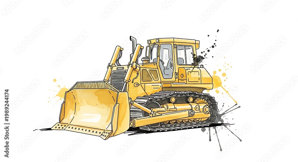 Obraz premium Illustrated bulldozer