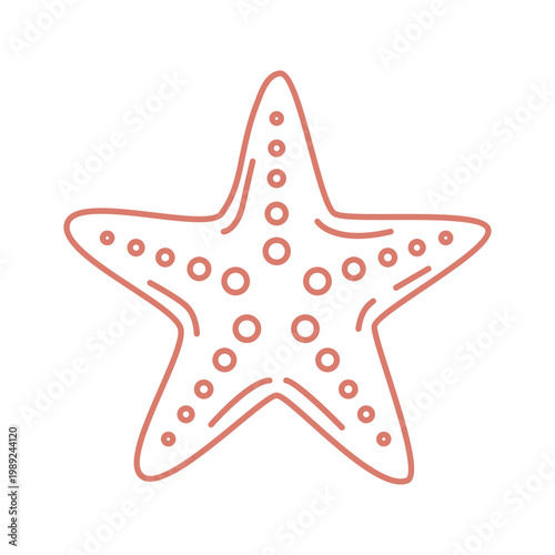 Minimalist Starfish Vector Outline Art Isolated Illustration
