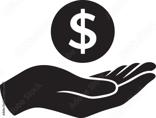 Hand holding dollar sign symbol graphic illustration design concept