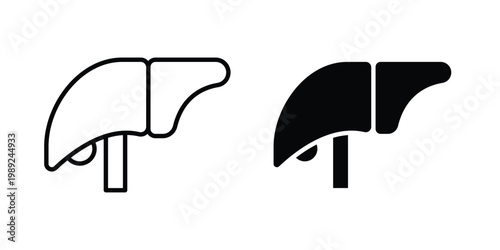 Liver icon set, isolated on white background flat vectors