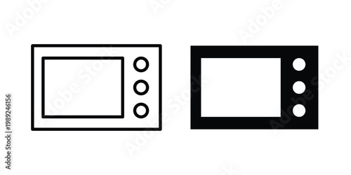 Microwave oven icon set, isolated on white background flat vectors