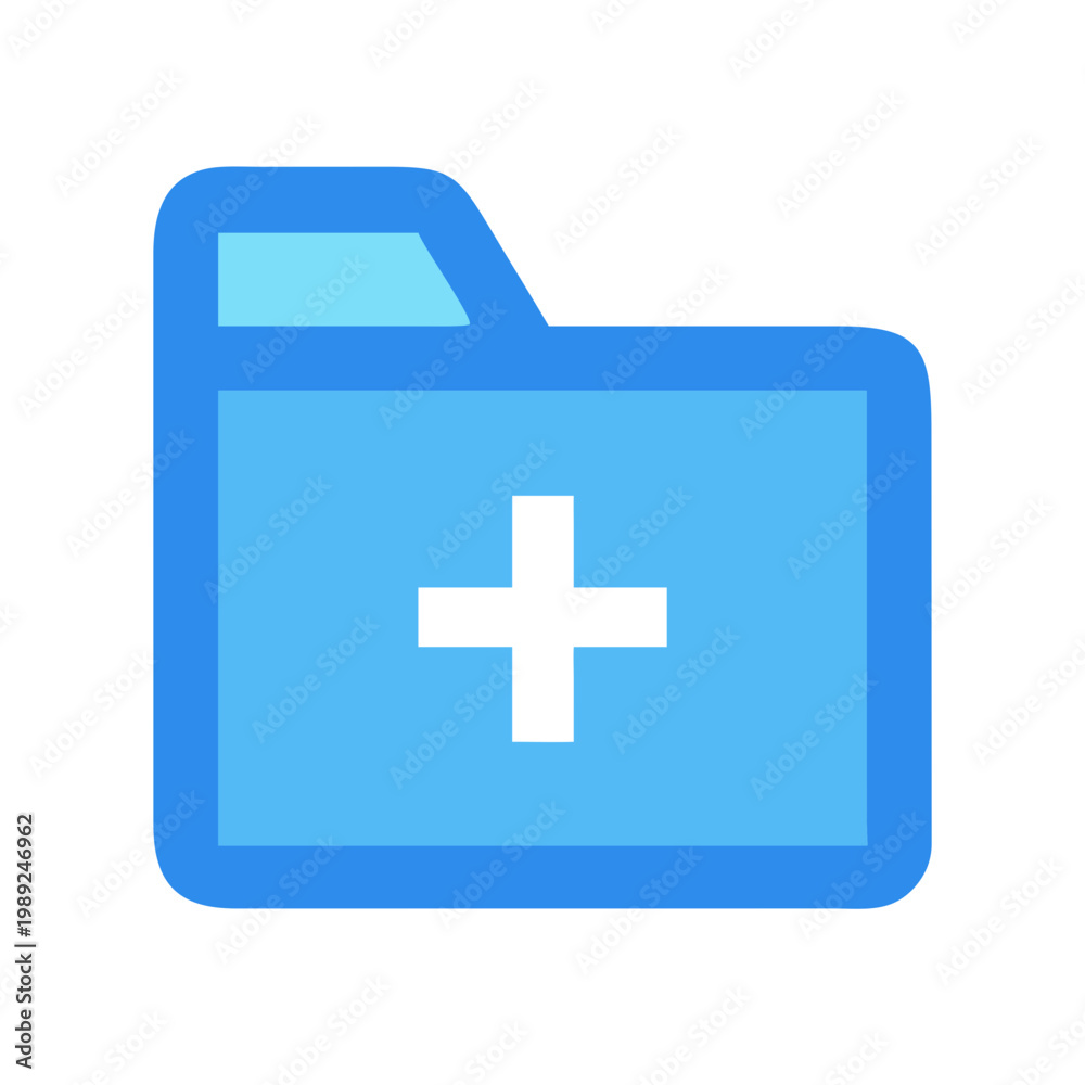 Obraz premium Stylized icon of a new folder with a plus sign on a black background