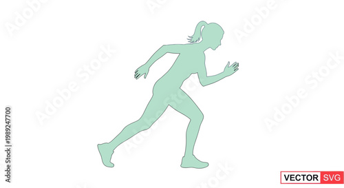 Woman Runner Silhouette, Athletic Motion, Sprinting, Fitness, Sport