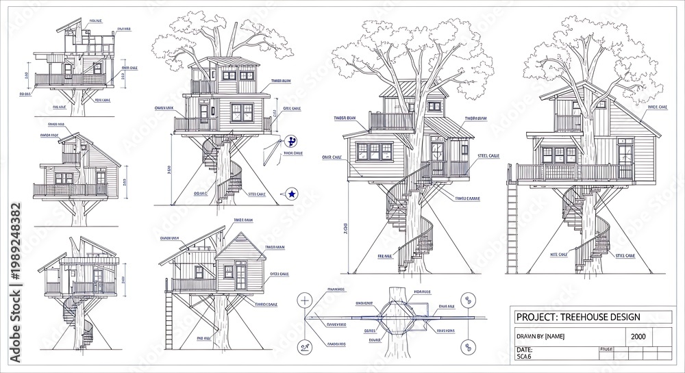 Obraz premium Treehouse design blueprint