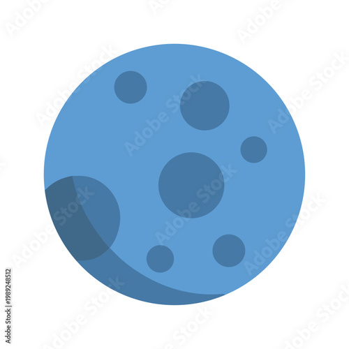 Abstract blue moon illustration with craters on a black background for space designs