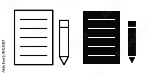 pen paper icon set, isolated on white background flat vectors
