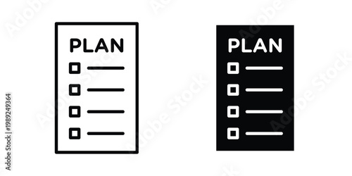 Planning icon set, isolated on white background flat vectors