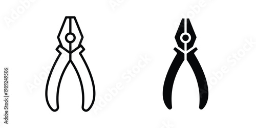 Pliers icon set, isolated on white background flat vectors