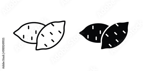 Potato icon set, isolated on white background flat vectors