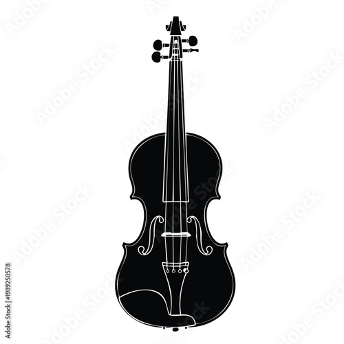 Black and white violin silhouette set bundle, classic string instrument artwork.